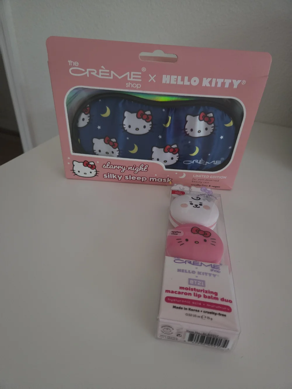 Hello Kitty Blue Sleep Mask with Pink Lip Balm Duo